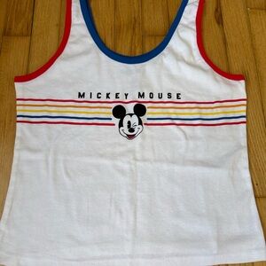 Disney Mickey Mouse Retro Stripe Tank Top XL ❤️💙🤍